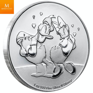 Niue 2021 2 dollar DONALD & DAISY 1 OZ SØLV KVALITET BU I KAPSEL Niue 2021 2 dollar DONALD & DAISY 1 OZ SØLV KVALITET BU I KAPSEL
