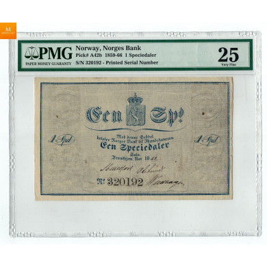 1 Speciedaler 1862 kvalitet 1- PMG VF25