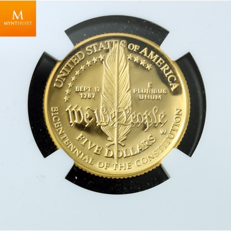 USA 5 dollar 1987 W Constitution kvalitet proof, NGC PF70