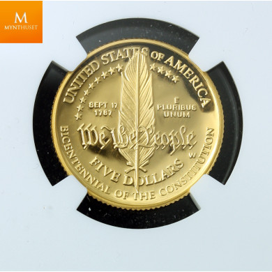 USA 5 dollar 1987 W Constitution kvalitet proof, NGC PF70 USA 5 dollar 1987 W Constitution kvalitet proof, NGC PF70