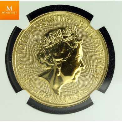 Great Britain 2020 1 oz gull 100 pounds Queen kvalitet BU, NGC MS69 Great Britain 2020 1 oz gull 100 pounds Queen kvalitet BU, NGC MS69