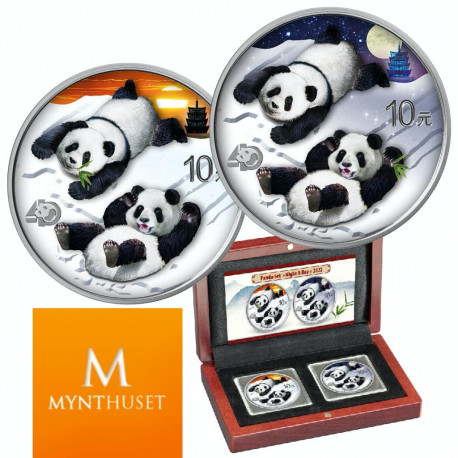 KINA 2022 PANDA "NIGHT & DAY" SETT  40 ÅRS JUBILEUM KVALITET BU I SKRIN M/COA