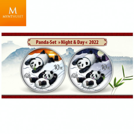 KINA 2022 PANDA "NIGHT & DAY" SETT  40 ÅRS JUBILEUM KVALITET BU I SKRIN M/COA