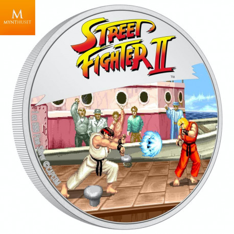 Niue 2021 STREET FIGHTER II™ 2 DOLLAR 2021 1 OZ  SØLV "30TH ANNIVERSARY VIDEO GAME" KVALITET PROOF I SKRIN MED COA