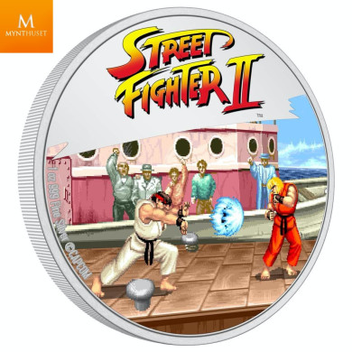 Niue 2021 STREET FIGHTER II™ 2 DOLLAR 2021 1 OZ  SØLV "30TH ANNIVERSARY VIDEO GAME" KVALITET PROOF I SKRIN MED COA