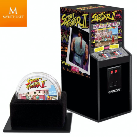 Niue 2021 STREET FIGHTER II™ 2 DOLLAR 2021 1 OZ  SØLV "30TH ANNIVERSARY VIDEO GAME" KVALITET PROOF I SKRIN MED COA