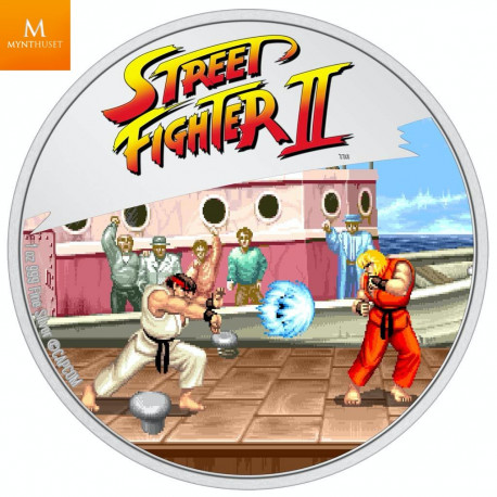 Niue 2021 STREET FIGHTER II™ 2 DOLLAR 2021 1 OZ  SØLV "30TH ANNIVERSARY VIDEO GAME" KVALITET PROOF I SKRIN MED COA