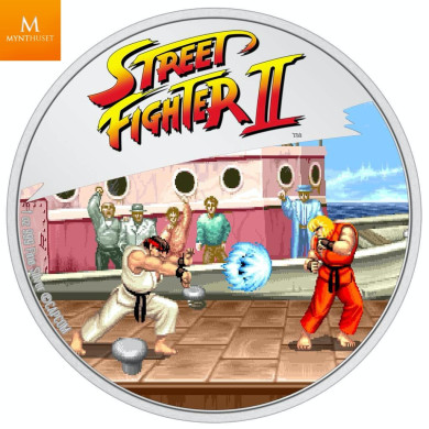 Niue 2021 STREET FIGHTER II™ 2 DOLLAR 2021 1 OZ  SØLV "30TH ANNIVERSARY VIDEO GAME" KVALITET PROOF I SKRIN MED COA