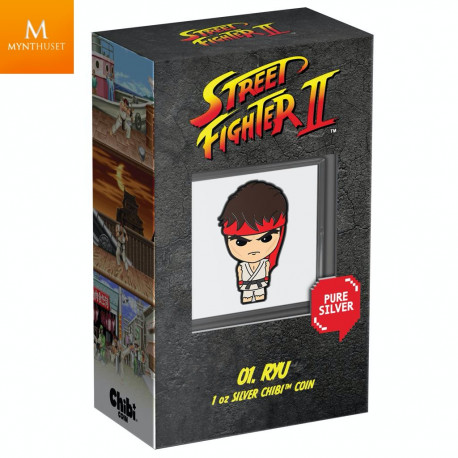 Niue 2021 STREET FIGHTER II™ 2 DOLLAR 2021 1 OZ  SØLV "30TH ANNIVERSARY VIDEO GAME" KVALITET PROOF I SKRIN MED COA