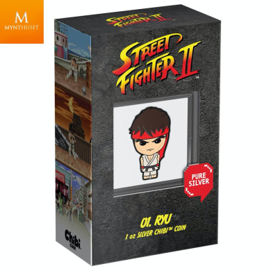 Niue 2021 STREET FIGHTER II™ 2 DOLLAR 2021 1 OZ  SØLV "30TH ANNIVERSARY VIDEO GAME" KVALITET PROOF I SKRIN MED COA