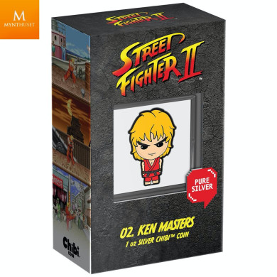 Niue 2021 STREET FIGHTER II™ 2 DOLLAR 2021 1 OZ  SØLV "30TH ANNIVERSARY VIDEO GAME" KVALITET PROOF I SKRIN MED COA