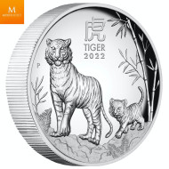 Australia 2022 YEAR OF THE TIGER  1 DOLLAR 1 OZ  LUNAR SERIES III HIGH KVALITET PROOF RELIEF