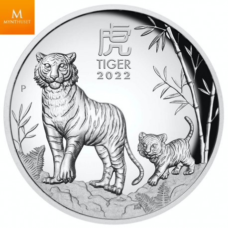 Australia 2022 YEAR OF THE TIGER  1 DOLLAR 1 OZ  LUNAR SERIES III HIGH KVALITET PROOF RELIEF