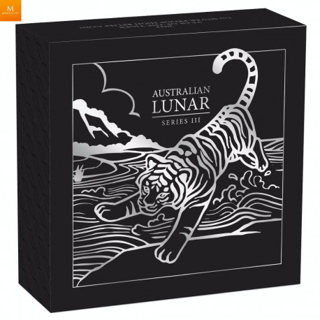 Australia 2022 YEAR OF THE TIGER  1 DOLLAR 1 OZ  LUNAR SERIES III HIGH KVALITET PROOF RELIEF