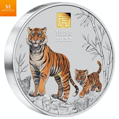 Australia 2022 YEAR OF THE TIGER  30 DOLLAR 1 KILO  LUNAR III MED GULL "PRIVY MARK" KVALITET BU Australia 2022 YEAR OF THE TIGER  30 DOLLAR 1 KILO  LUNAR III MED GULL "PRIVY MARK" KVALITET BU