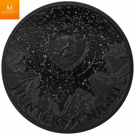 Ekslusiv og råstilig! Palau 2021 10 DOLLAR EAGLE UGLE 2 OZ  HUNTERS BY NIGHT KVALIITET BLACK PROOF ULTRA HIGH RELIEF