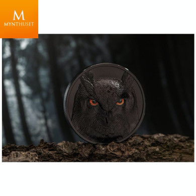 Ekslusiv og råstilig! Palau 2021 10 DOLLAR EAGLE UGLE 2 OZ  HUNTERS BY NIGHT KVALIITET BLACK PROOF ULTRA HIGH RELIEF