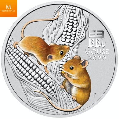 Australia 2020 1 oz Sølv Lunar S3 «Year of the Mouse» BU M/Kapsel Australia 2020 1 oz Sølv Lunar S3 «Year of the Mouse» BU M/Kapsel