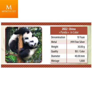 KINA 2022 PANDA 30 GRAM 10 YUAN FARGE  40 ÅRS JUBILEUMSUTGAVE I KVALITET BU I KAPSEL MED BEVIS KINA 2022 PANDA 30 GRAM 10 YUAN FARGE  40 ÅRS JUBILEUMSUTGAVE I KVALITET BU I KAPSEL MED BEVIS