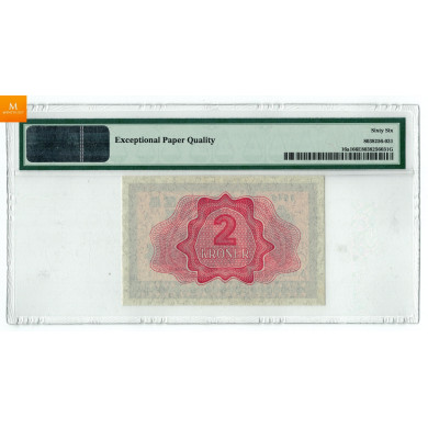 2 kroner 1040 A.0929225 kvalitet 0, PMG MS66 EPQ 2 kroner 1040 A.0929225 kvalitet 0, PMG MS66 EPQ