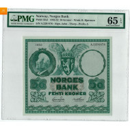 50 krone 1950 A.2291476 Kvalitet 0, PMG MS65 EPQ