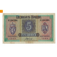 5 kroner 1944 Y 194384, London kvalitet God 1