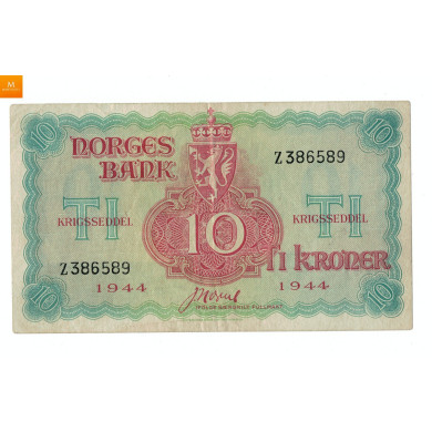 10 krone Z 386589, London Kvalitet 1/1+ 10 krone Z 386589, London Kvalitet 1/1+