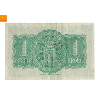 1 krone 1942 A 003800 Enkelt seddelnummer, London Kvalitet: Pen 1 1 krone 1942 A 003800 Enkelt seddelnummer, London Kvalitet: Pen 1