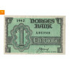 1 krone 1942 A 003800 Enkelt seddelnummer, London Kvalitet: Pen 1