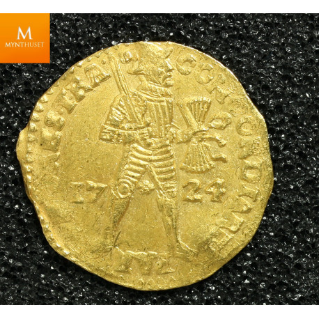 Rundeskatten gull dukat 1724 Utrecht kvalitet 0/01, NGC MS63