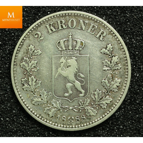 2 kroner 1888 kvalitet 1/1+ Pen