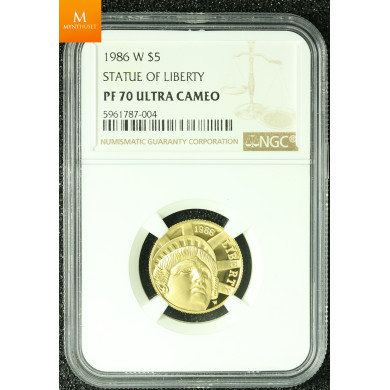 USA 5 dollar 1987 W Constitution kvalitet proof, NGC PF70 USA 5 dollar 1987 W Constitution kvalitet proof, NGC PF70