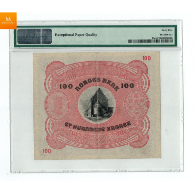 100 kroner 1940 B kvalitet 1/1+ pen, PMG XF45 EPQ