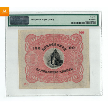 100 kroner 1940 B kvalitet 1/1+ pen, PMG XF45 EPQ