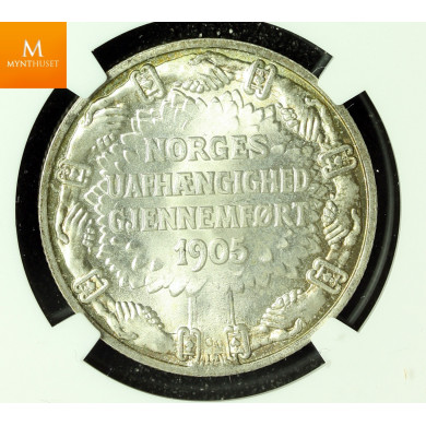 2 kroner 1906 stort skjold kvalitet 0, NGC MS66
