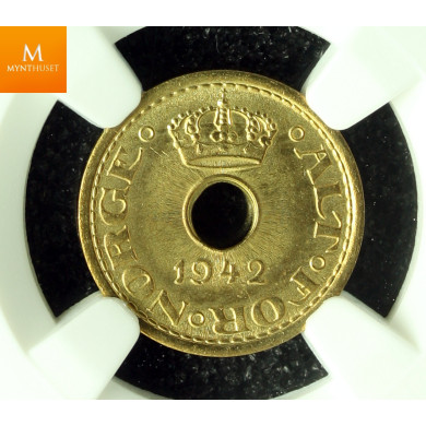 London 25 øre 1942 Kvalitet 0, NGC MS66 London 25 øre 1942 Kvalitet 0, NGC MS66