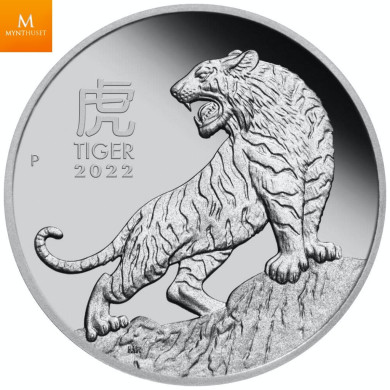 Australia "YEAR OF THE TIGER" 2022 100 $ 1 OZ PLATINUM  LUNAR SERIE 3  Kvalitet Proof OPPLAG KUN 188