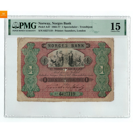 1 Speciedaler 1874 PMG Fine 15 "Holes"