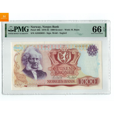 1000 kroner 1978 A5583033 kvalitet PMG 66 EPQ ( nydelig kvalitet 0) 1000 kroner 1978 A5583033 kvalitet PMG 66 EPQ ( nydelig kvalitet 0)