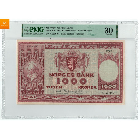 1000 kroner 1968 PMG 30
