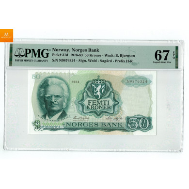 50 kroner 1983 N9876324 Kvalitet PMG MS67 EPQ , Nydelig kvalitet 0
