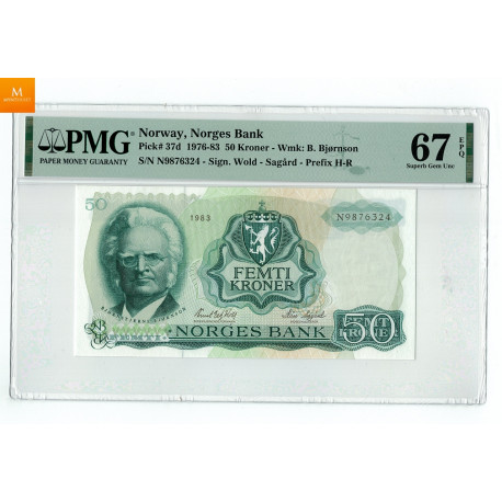 50 kroner 1983 N9876324 Kvalitet PMG MS67 EPQ , Nydelig kvalitet 0