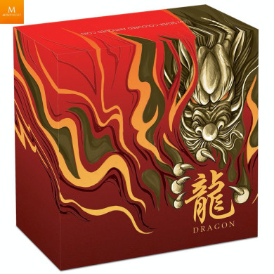 Nydelig!  TUVALU 2020 "DRAGON" 2 OZ  SØLV MED FARGE KVALITET ANTIKK MED SKRIN OG COA