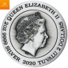 Nydelig!  TUVALU 2020 "DRAGON" 2 OZ  SØLV MED FARGE KVALITET ANTIKK MED SKRIN OG COA