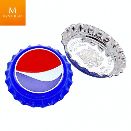 Chad 2022 PEPSI® SØLV MYNT "FLASKEKORK" FORMET MYNT I KVALITET PROFF MED SKIN OG COA