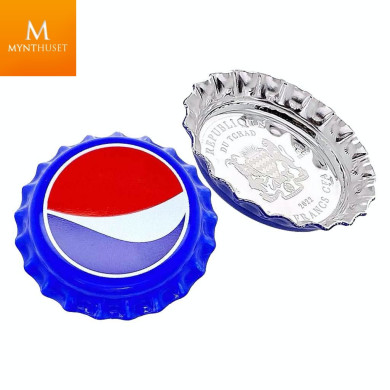 Chad 2022 PEPSI® SØLV MYNT "FLASKEKORK" FORMET MYNT I KVALITET PROFF MED SKIN OG COA Chad 2022 PEPSI® SØLV MYNT "FLASKEKORK" FORMET MYNT I KVALITET PROFF MED SKIN OG COA