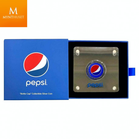 Chad 2022 PEPSI® SØLV MYNT "FLASKEKORK" FORMET MYNT I KVALITET PROFF MED SKIN OG COA