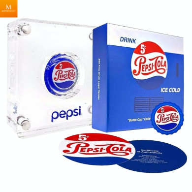 Chad 2022 PEPSI® SØLV MYNT "FLASKEKORK" FORMET MYNT I KVALITET PROFF MED SKIN OG COA Chad 2022 PEPSI® SØLV MYNT "FLASKEKORK" FORMET MYNT I KVALITET PROFF MED SKIN OG COA