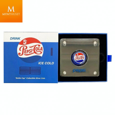 Chad 2022 PEPSI® SØLV MYNT "FLASKEKORK" FORMET MYNT I KVALITET PROFF MED SKIN OG COA