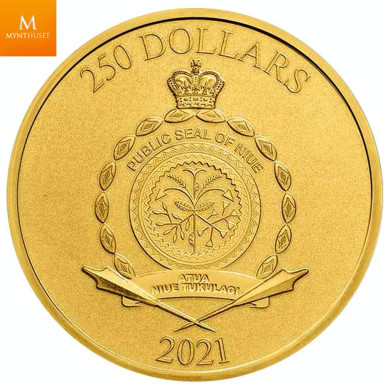 NYHET! Niue 2021 SHREK™  1 OZ GULL 250 $ Kvalitet: BU OPPLAG KUN 200 mynter
